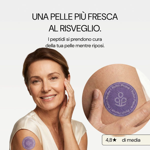 Donna con il patch Anti Aging Please sul braccio